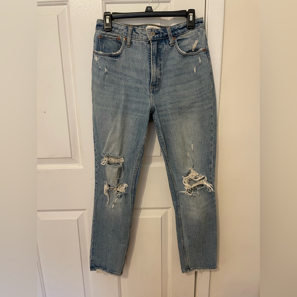 Abercrombie High Rise Curve Love Ripped Skinny Jeans